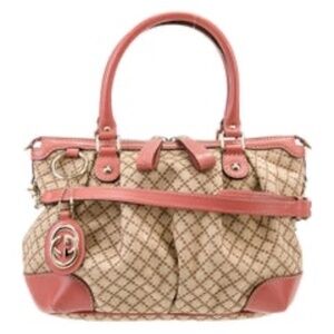 *Vintage Gucci Sukey Crossbody Leather Trim Canvas 2 way Handbag